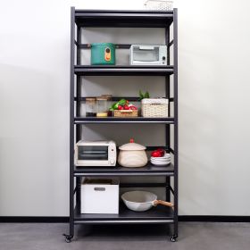 63"H Garage Shelving Bookshelf Kitchen Storage Rack with Wheels