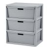 Wide 3 Drawer Cross-Weave Tower Cement