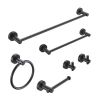 Bathroom Hardware Set; Thicken Space Aluminum 6 PCS Towel bar Set- Matte Black 24 Inches Wall Mounted