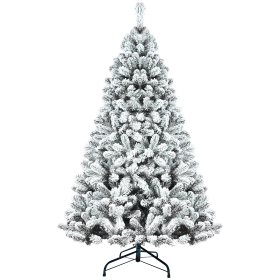 7.5ft PVC Flocking Hinged Tree Environmentally Friendly Fireproof Artificial Christmas Flocked Tree