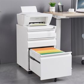 3-Drawer Mobile File Cabinet with Lock, Office Storage Filing Cabinet for Legal/Letter Size