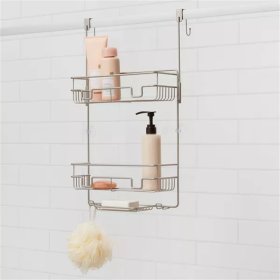 Over the Door Round Wire Shower Caddy Matte Satin