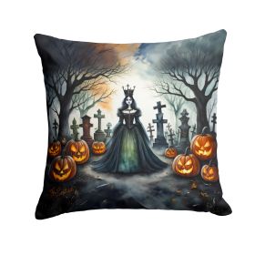 Evil Queen Spooky Halloween Throw Pillow Machine Washable, Indoor Outdoor Decorative Pillow for Couch, Bed or Patio, 14Hx14W