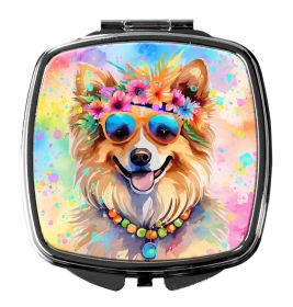 NEW Pomeranian Hippie Dawg Compact Mirror Decorative Travel Makeup Mirror for Women Girls Gifts Pocket Makeup Mirror Folding Handheld