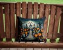 Calaveras Sugar Skulls Spooky Halloween Throw Pillow Machine Washable, Indoor Outdoor Decorative Pillow for Couch, Bed or Patio, 14Hx14W