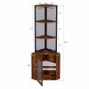 Corner Shelf with Doors, 65" Corner Cabinet & Wine Glass Rack, 6 Tier Bookshelf Display, Freestanding Corner Storage Stand for Kitchen, Living Room