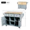 Kitchen Cart with Rubber wood Drop-Leaf Countertop ,Cabinet door internal storage racks