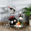 Kitchen Rolling Bar Cart with Tempered Glass Suitable for Restaurant and Hotel