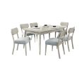 7pc Dining Set Natural Wood Grain Color Dining Table Rectangle Dining Table And Chairs Solid Rubber wood Dining Room Furniture