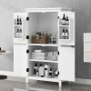 Elegant Bathroom Floor Storage Cabinet, Bathroom Storage Unit, Freestanding Cabinet with 4 Doors, Adjustable Shelves, Adaptable Shelves, White