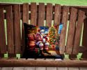 Westie and Santa Claus Throw Pillow Machine Washable, Indoor Outdoor Decorative Pillow for Couch, Bed or Patio, 14Hx14W