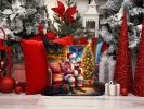 Westie and Santa Claus Throw Pillow Machine Washable, Indoor Outdoor Decorative Pillow for Couch, Bed or Patio, 14Hx14W