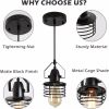 Industrial Black Pendant Light Metal Cage Pendant Lights Dining Room Hanging Lighting for Kitchen Island Living Room Bedroom Entryway Barn Farmhouse