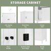 Bathroom Storage Cabinet, Cabinet with Two Doors and Drawers, Adjustable Shelf, MDF Board, White