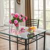 5 Pieces Dining Set with Tempered Glass Top Table and 4 Upholstered Chairs