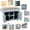 Kitchen Cart with Rubber wood Drop-Leaf Countertop ,Cabinet door internal storage racks