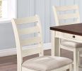 Luxury Look Dining Room Furniture 6pc Dining Set Dining Table w Drawers 4x Side Chairs 1x Bench White Rubberwood Walnut Acacia Veneer Ladder Back Chai