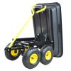 Folding car Poly Garden dump truck with steel frame, 10 inches. Pneumatic tire, 300 lb capacity body 55L black