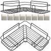 2Pcs Corner Shower Caddy Shelves Wall Mounted Basket Rack Bathroom Shampoo Holder Storage Organizer