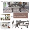 6-Pieces Family Furniture, Solid Wood Dining Room Set with Rectangular Table & 4 Chairs with Bench