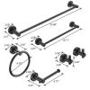 Bathroom Hardware Set; Thicken Space Aluminum 6 PCS Towel bar Set- Matte Black 24 Inches Wall Mounted