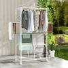 68.5 Inches Foldable Aluminum Laundry Rack with Hanging Rods and Drying Shelves