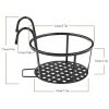 Iron Hanging Plant Holder Over The Rail Metal Fence Planters, Hanging Bucket Flower Pot Holder for Patio Balcony Outdoor Plants - Pack of 4 (Black)