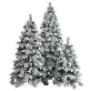 Pre-Lit Spruce Snow Flocked Xmas Tree Set - 4FT, 6FT, 7.5FT with Pine Cones, PE & PVC Mixed Leaves