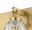 2-Light Soft Gold Wall Sconce Faceted Crystal Shade Wall Light