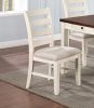 Luxury Look Dining Room Furniture 6pc Dining Set Dining Table w Drawers 4x Side Chairs 1x Bench White Rubberwood Walnut Acacia Veneer Ladder Back Chai