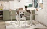 Farmhouse 5-piece Counter Height Drop Leaf Dining Table Set with Dining Chairs for 4pcs