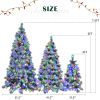 Pre-Lit Spruce Snow Flocked Xmas Tree Set - 4FT, 6FT, 7.5FT with Pine Cones, PE & PVC Mixed Leaves