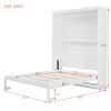 Queen Size Murphy Bed Wall Bed with Shelves,White