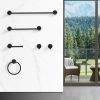 Bathroom Hardware Set; Thicken Space Aluminum 6 PCS Towel bar Set- Matte Black 24 Inches Wall Mounted