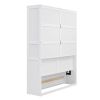 Queen Size Murphy Bed Wall Bed with Shelves,White