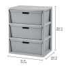 Wide 3 Drawer Cross-Weave Tower Cement