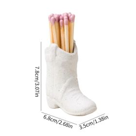 Ceramic Match Holder Creative Cowboy Boot Match Holder For Fireplace Kitchen Decor Office Table Home Decoration (Color: White)