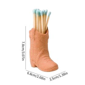 Ceramic Match Holder Creative Cowboy Boot Match Holder For Fireplace Kitchen Decor Office Table Home Decoration (Color: orange)