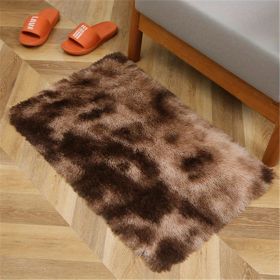 1pc, Tie-Dyed Plush Shag Furry Area Rug for Bedroom, Living Room, Nursery, and Kids Room - Ultra Soft and Fluffy, Washable, Non-Shedding (Color: Tie-dye Brown, size: 23.62*47.24inch)