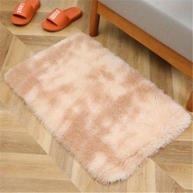 1pc, Tie-Dyed Plush Shag Furry Area Rug for Bedroom, Living Room, Nursery, and Kids Room - Ultra Soft and Fluffy, Washable, Non-Shedding (Color: Tie-dye Beige, size: 23.62*35.43inch)