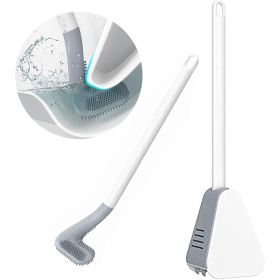 Golf Toilet Brush and Holder Set, Deep Cleaning Silicone Toilet Bowl Brush (Color: White)