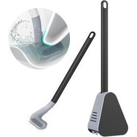 Golf Toilet Brush and Holder Set, Deep Cleaning Silicone Toilet Bowl Brush (Color: Black)