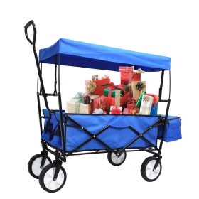 Garden Shopping Beach Cart folding wagon (Color: Blue)