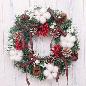 30/40/50/60Cm Christmas Decoration; Simulation Wreath Window Door Hanging Christmas Shopping Mall Scene Layout Props (Style: cotton bow-30cm)