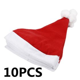 10Pcs/Set Christmas Hat Santa Novelty Hat Kids Christmas Decorations For New Year Party Supplies Home Santa Claus Gift Navidad (Color: As shown2)