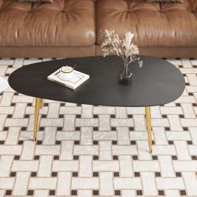 Modern Solid Wood Coffee Table Small Household Simple Home Tea Table Creative Oval Small Coffee Table for Living Room (Colour: Black)